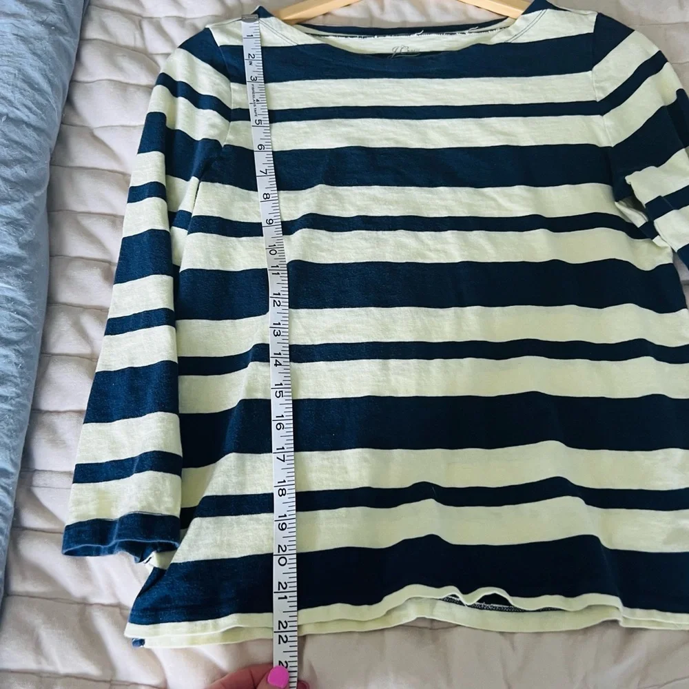 J. CREW Painter slub cotton boatneck T-shirt Yellow Navy Blue Stripe Size Medium